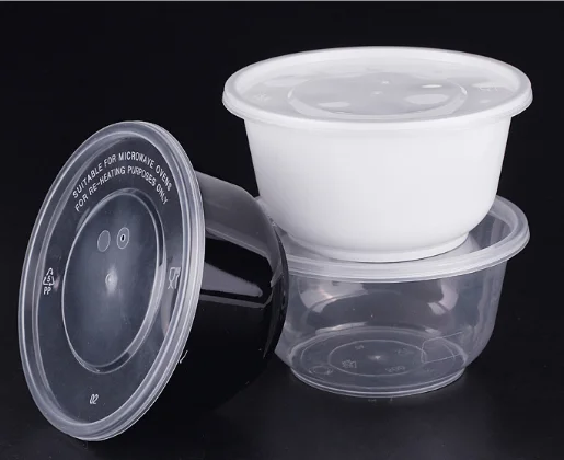 

Plastic Round Take Away Packaging Bowl PP Customized Leak-proof Heat Resistant Disposable 500ML Food Container PS Noodle Bowl ZY