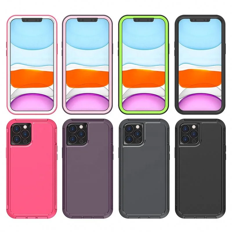 

Two In One Best Sell Shockproof Mobile Phone Case With Tempered Glass For Iphone Xs 11 12 Pro Max, 4 colors