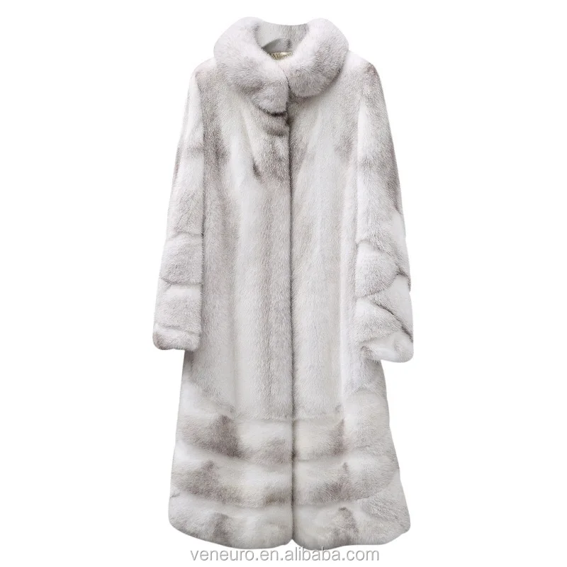 

White real mink fur women coat long style women fur jacket