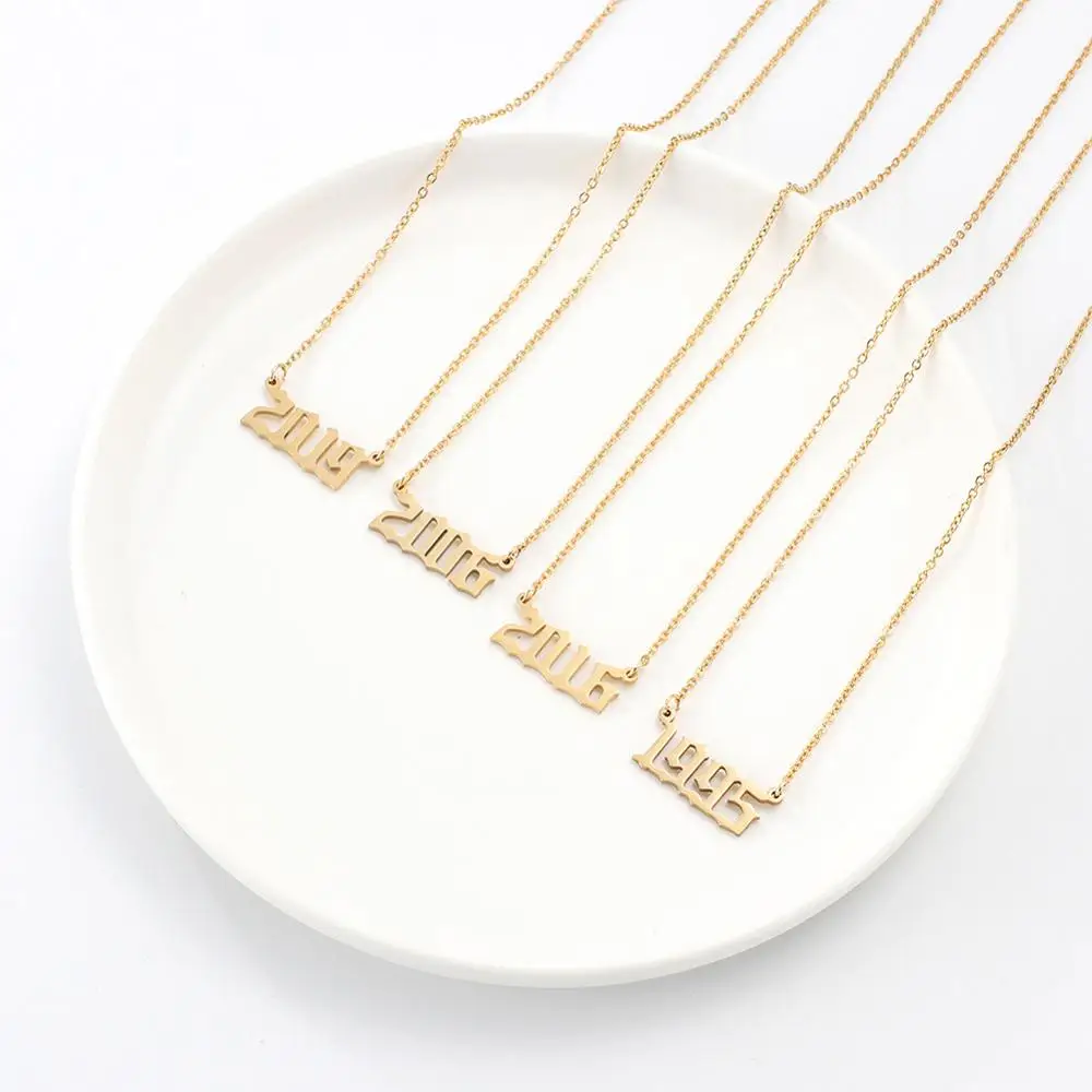 

2021 stainless steel birth year fashion necklace vendor