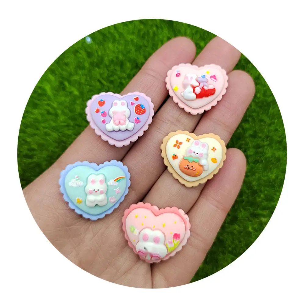 

Kawaii Cartoon Heart Rabbit Flat Back Resin Cabochons For Hairpin Scrapbooking DIY Jewelry Craft Decoration Accessories