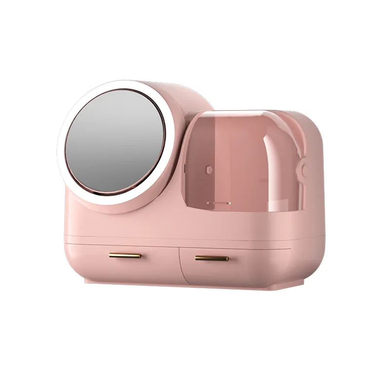 

High-capacity Dustproof Table Cosmetic Storage Box With Mirror And LED Light To Tidy the dresser
