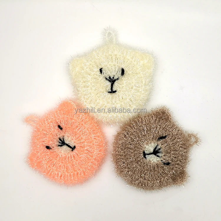 

Lovely hand crochet acrylic cute bear kitchen dish scrubber