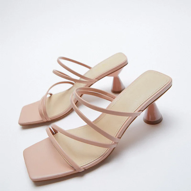 

New Arrival Talon Haut Open Toe Transparent Slip on Sandals Female Low Heels Mules for Women