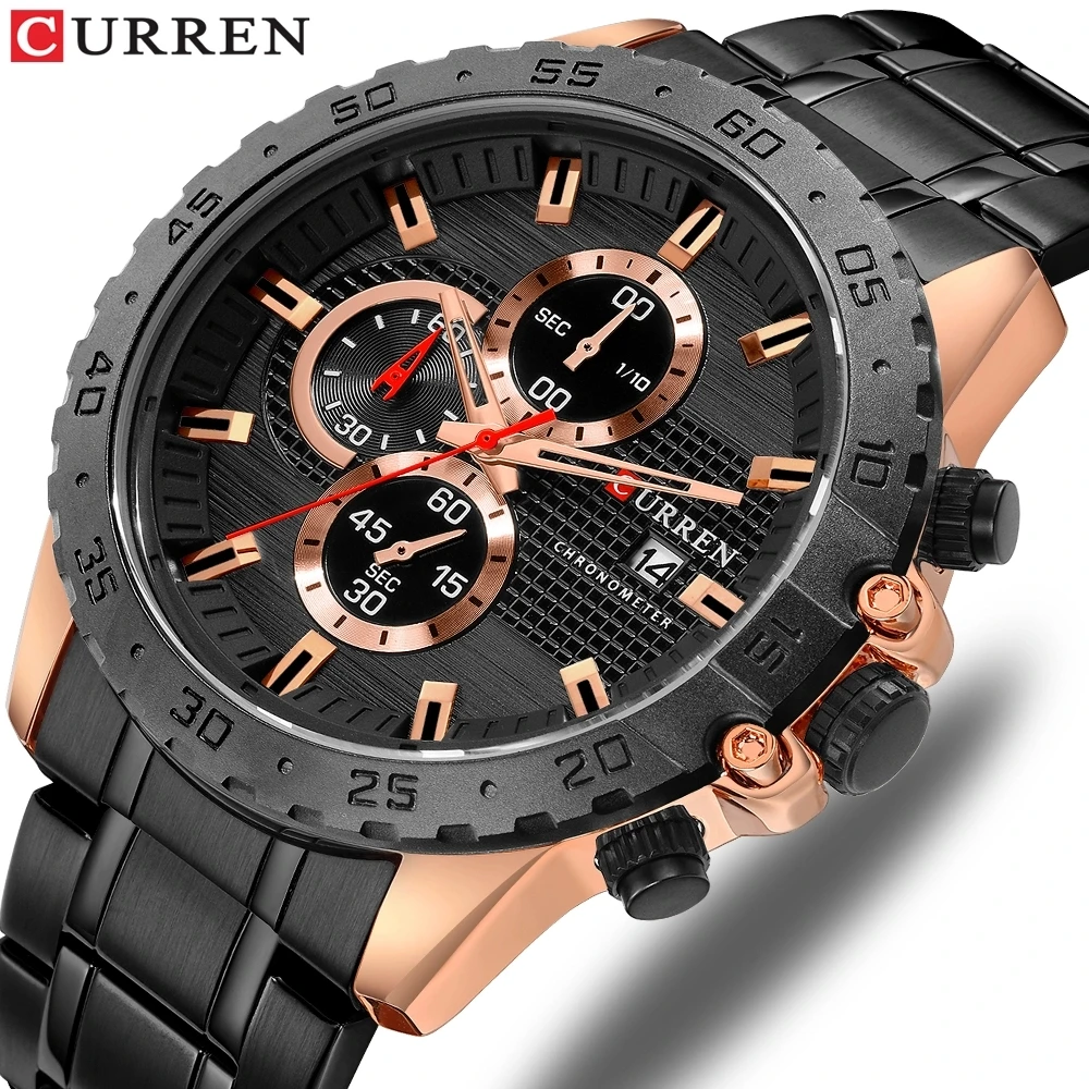 

CURREN 8334 Quartz Men Watches Top Brand Luxury Casual Stainless Steel Watch Date Fashion Business Male Wristwatches Clock Male