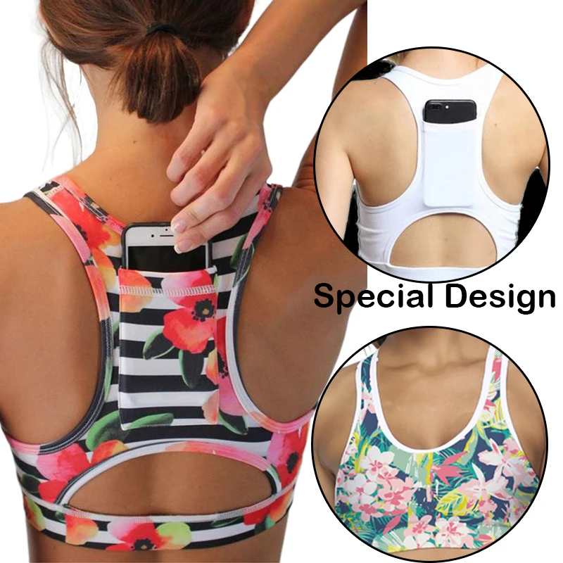 

New Fashion Style Hot Sell Back Pocket Fitness Sport Bra Top Women Yoga Bra