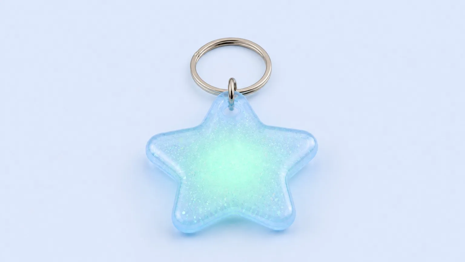 Star keychain seen from above, top-down view
