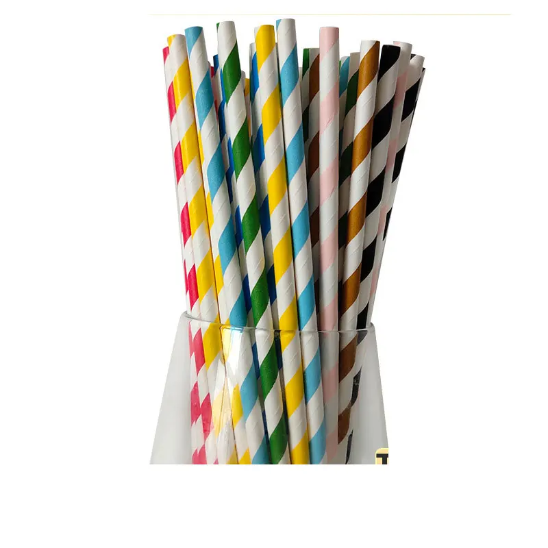 

disposable strip printed customized decoration eco wholesale paper straws biodegradable party drinking straws