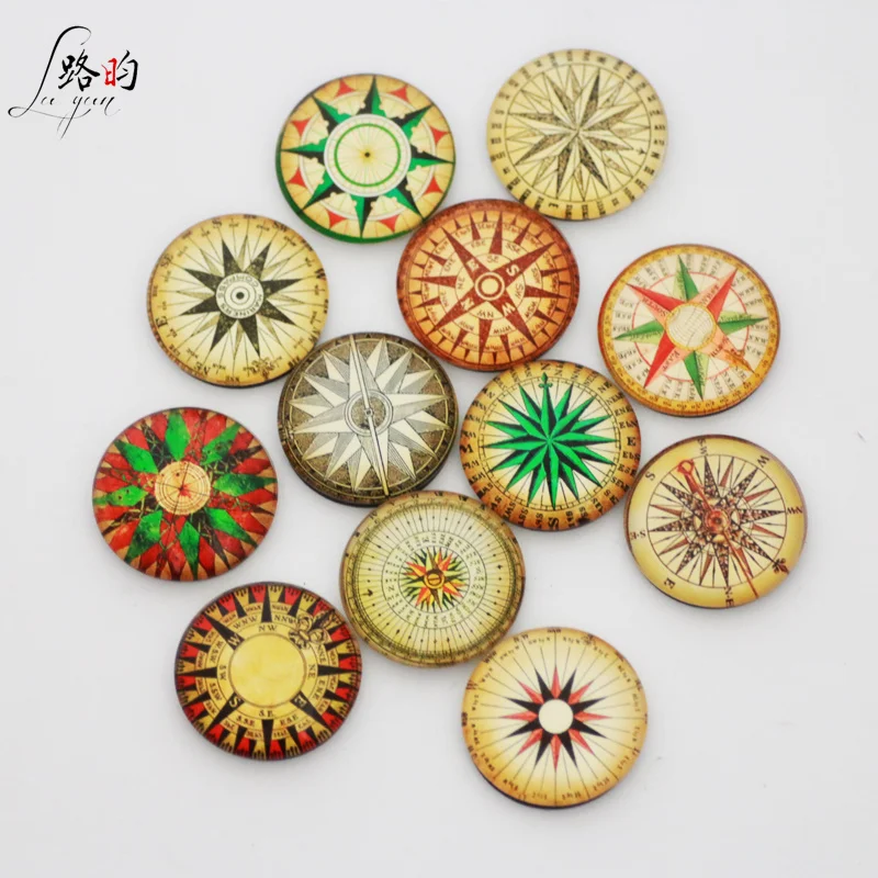 

Low Cost High Quality Travel Souvenir  Refrigerator Magnet Sticker Compass Round Glass Fridge Magnets