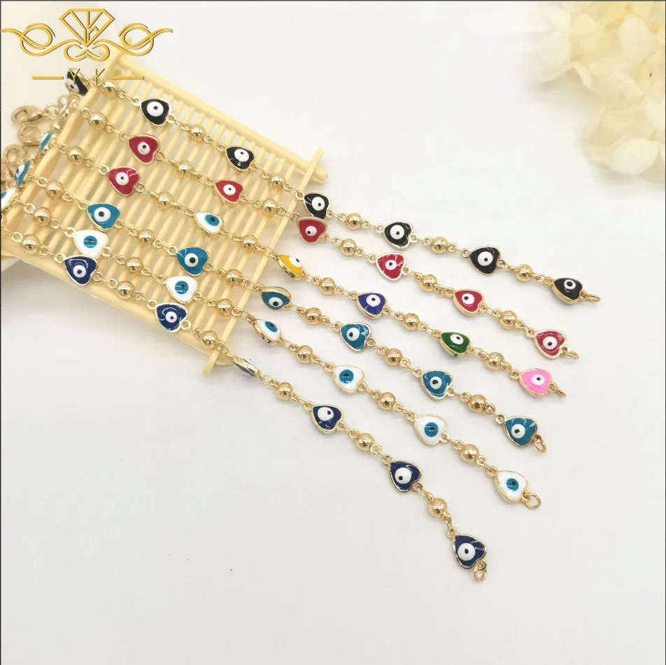 

Factory Handmade Wholesale Gifts Turkish Dainty Evil Blue Eye Nazar Beads Alloy Golden Bracelets and Bangles Anklets