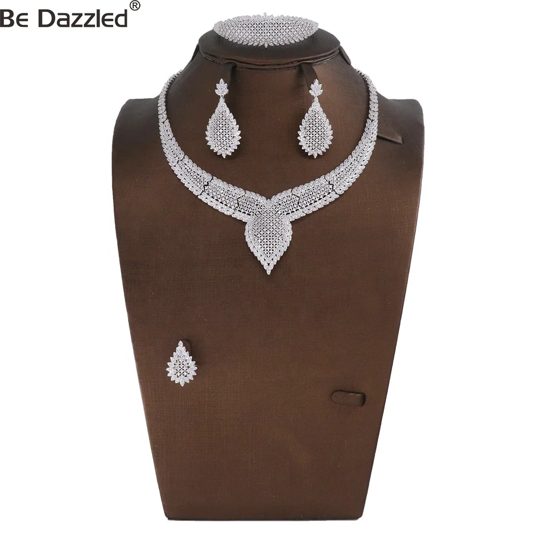 

Bedazzled new arrival copper women luxury jewellery rhodium plated bridal wedding jewelry set