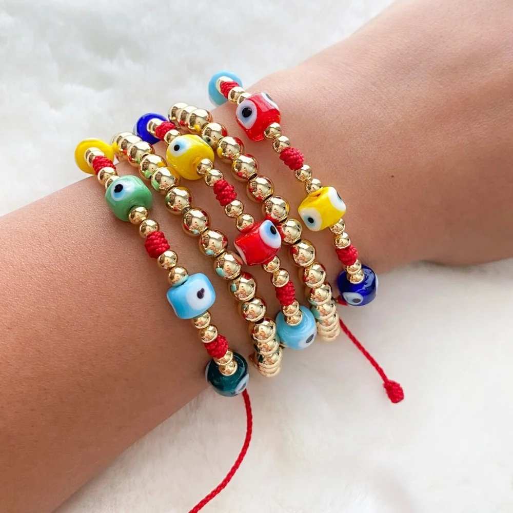 

Go2boho Glass Beaded Evil Eye Bracelet Women Pulsera Bohemia Handmade Friendship Fashion Jewelry Gold Plate Copper Bead Bracelet