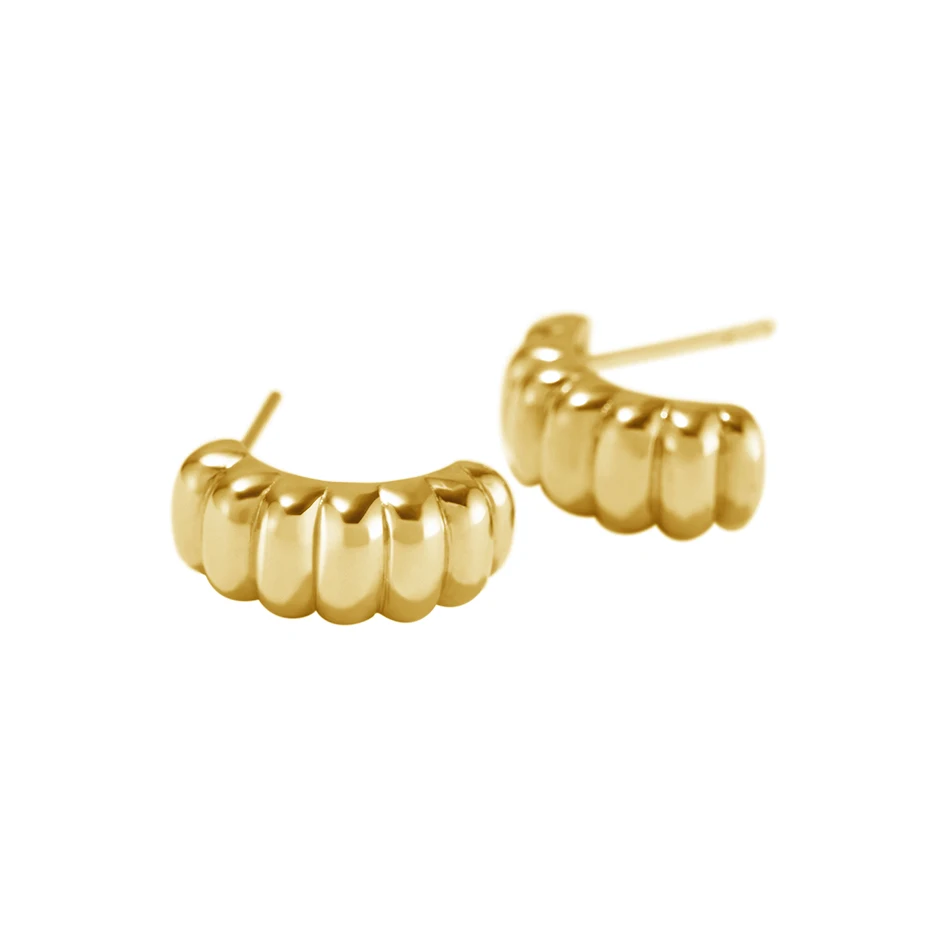 

wholesale silver earrings jewelry brass charlotte bold earrings 18k gold plated croissant huggie hoop earrings