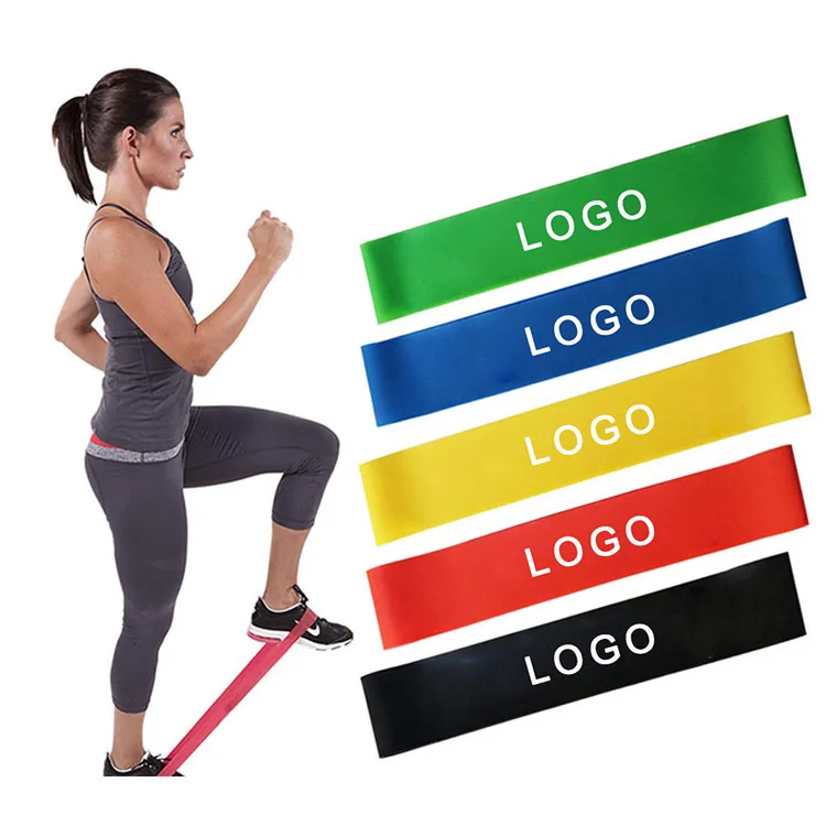 

Fitness latex rubber 5-piece exercise set flat elastic hip band black resistance bands, Customized color
