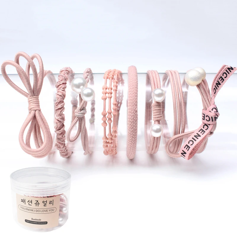 

8Ps/Set New Simple personality Colorful Tie Hair Rubber band Sweet Head Rope For Women Girl, As photos