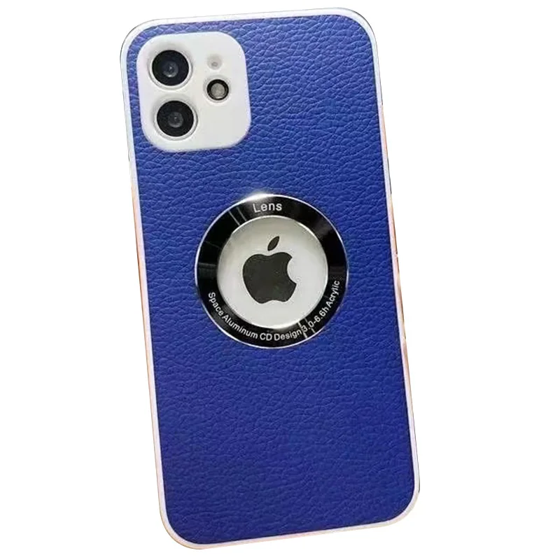 

hollow out metal ring logo hole phone protective case New hybrid leather Logo Hole for iPhone 12 Pro Max Luxury Cases, 8 colors