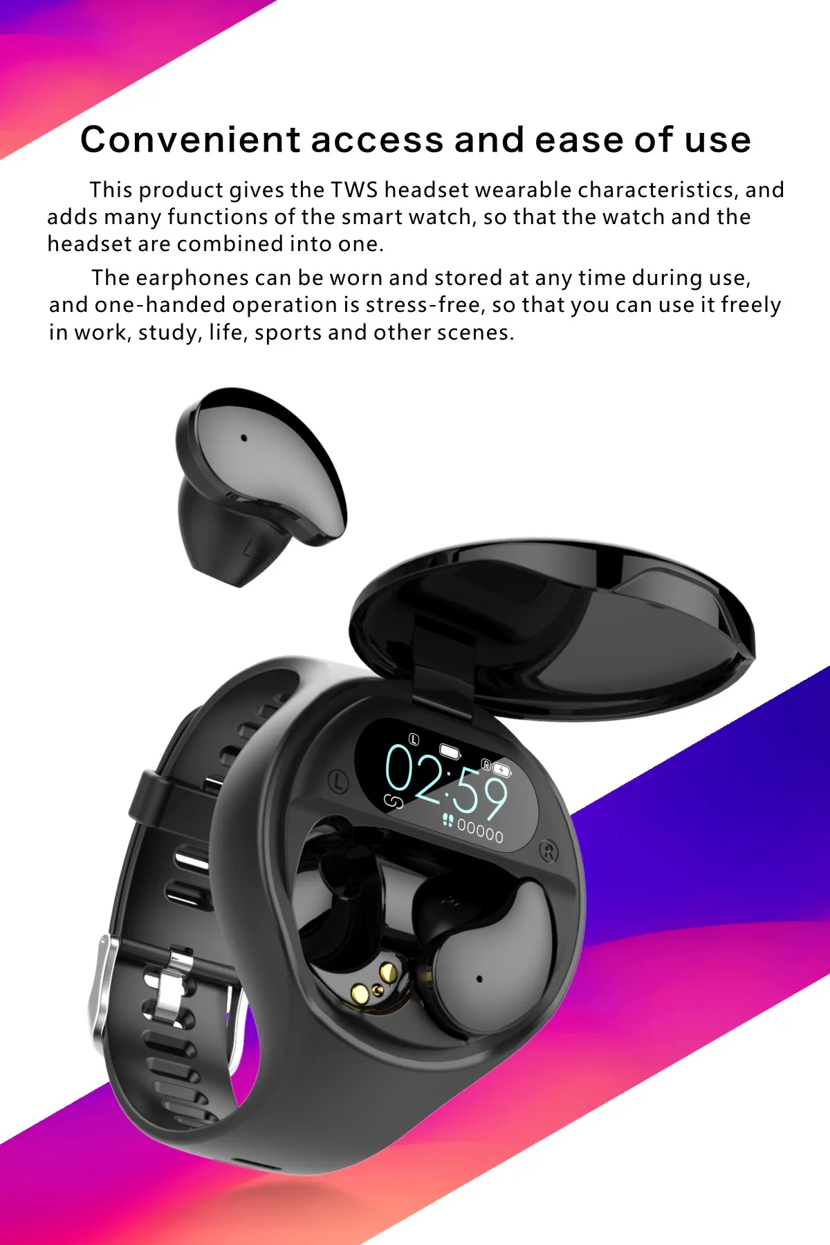 Portable Waterproof Dustproof Smart Watch True Wireless Stereo Earbuds Headphone - ANKUX.COM