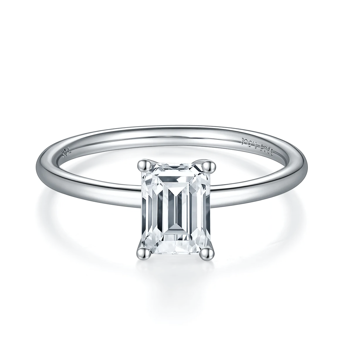 

NINE'S Dropshipping Fashion Women White Gold Plated 925 Sterling Silver Wedding Jewelry Emerald Cut Engagement Ring