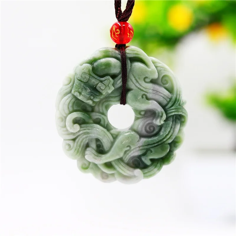 

Green Jade Tiger Pendant Necklace for Amulet Men Chinese Jewelry Gifts Double-sided Natural Carved Charm Fashion Women