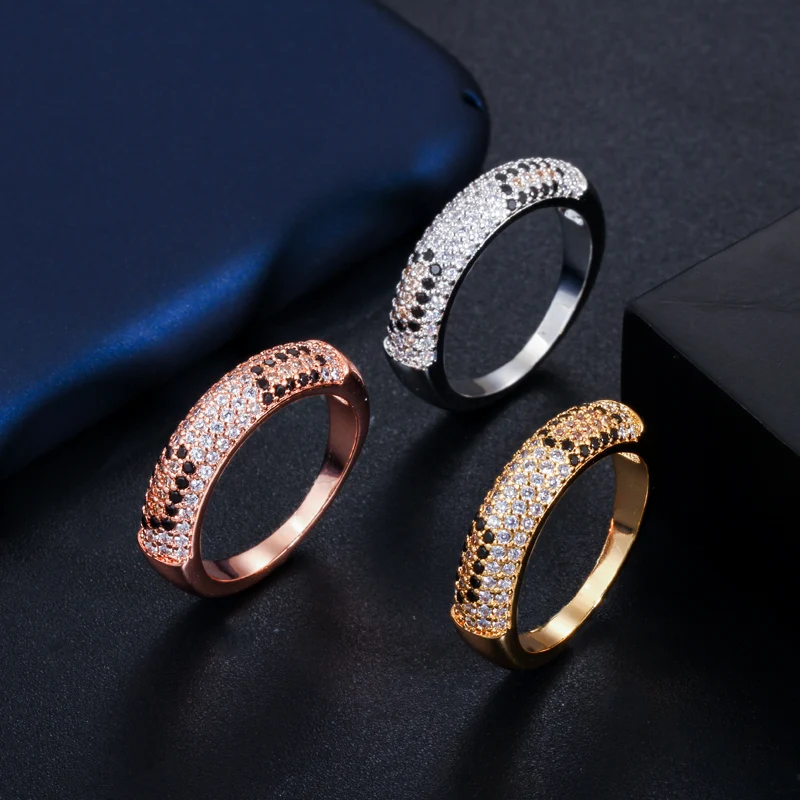 

European Copper Leopard Black Cubic Zirconia Pave Rose Gold and Silver Plated Engagement Wedding Snake Rings for Women Jewelry