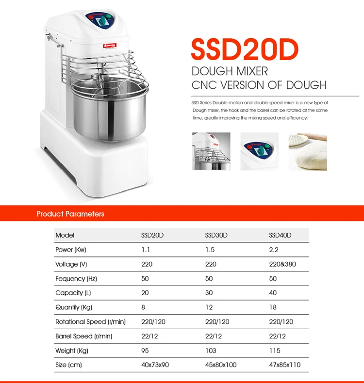 75kg Double Motor Double Speed Spiral Dough Mixer Used For Bread Buy