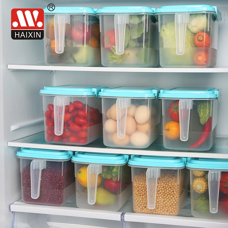 

Transparent kitchen refrigerator food organizer storage box with handle