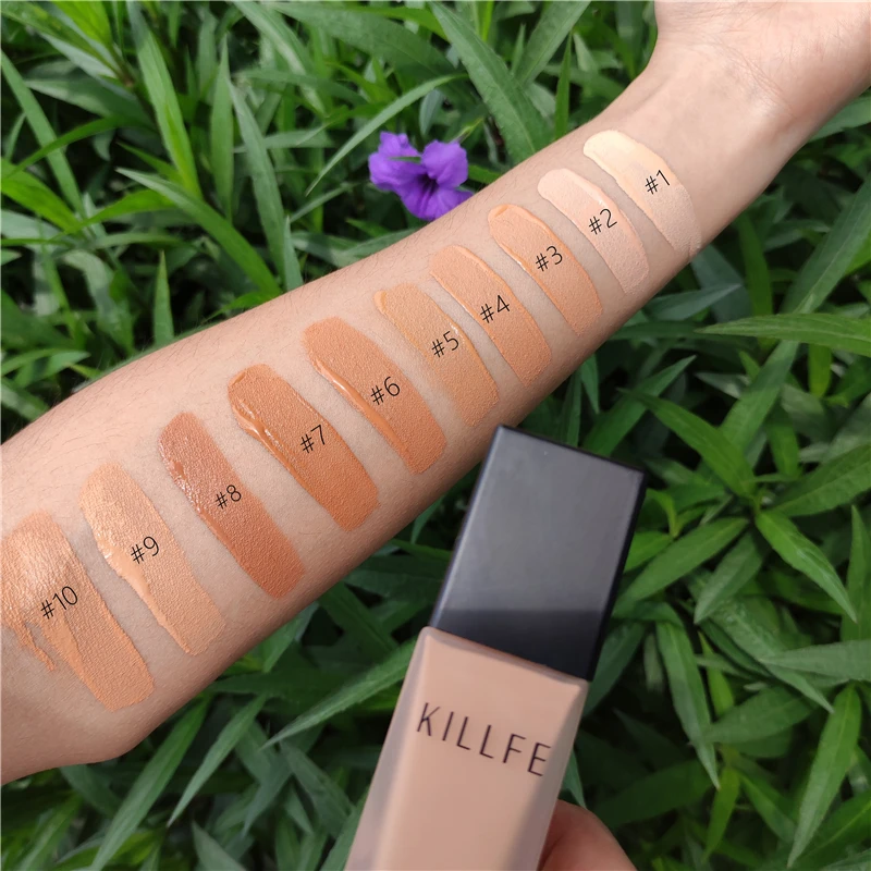 

private label full coverage vegan cruelty free liquid foundation makeup guangzhou manufacturer, 10 colors