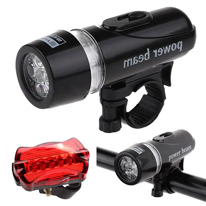 

Bike Handlebar Light 5 LED Bright Bicycle Front Tail Lamp Set