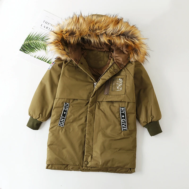 

Wholesale 90% Duck Feather Oxford Windproof Thick Hooded Warm Winter Clothes Kids Parka Fur Coat For Medium Children