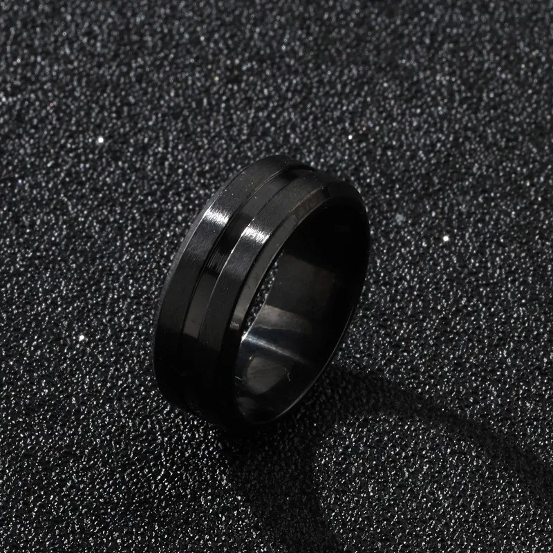 

jewelry 8MM spliced color two-color brushed matte stainless steel ring