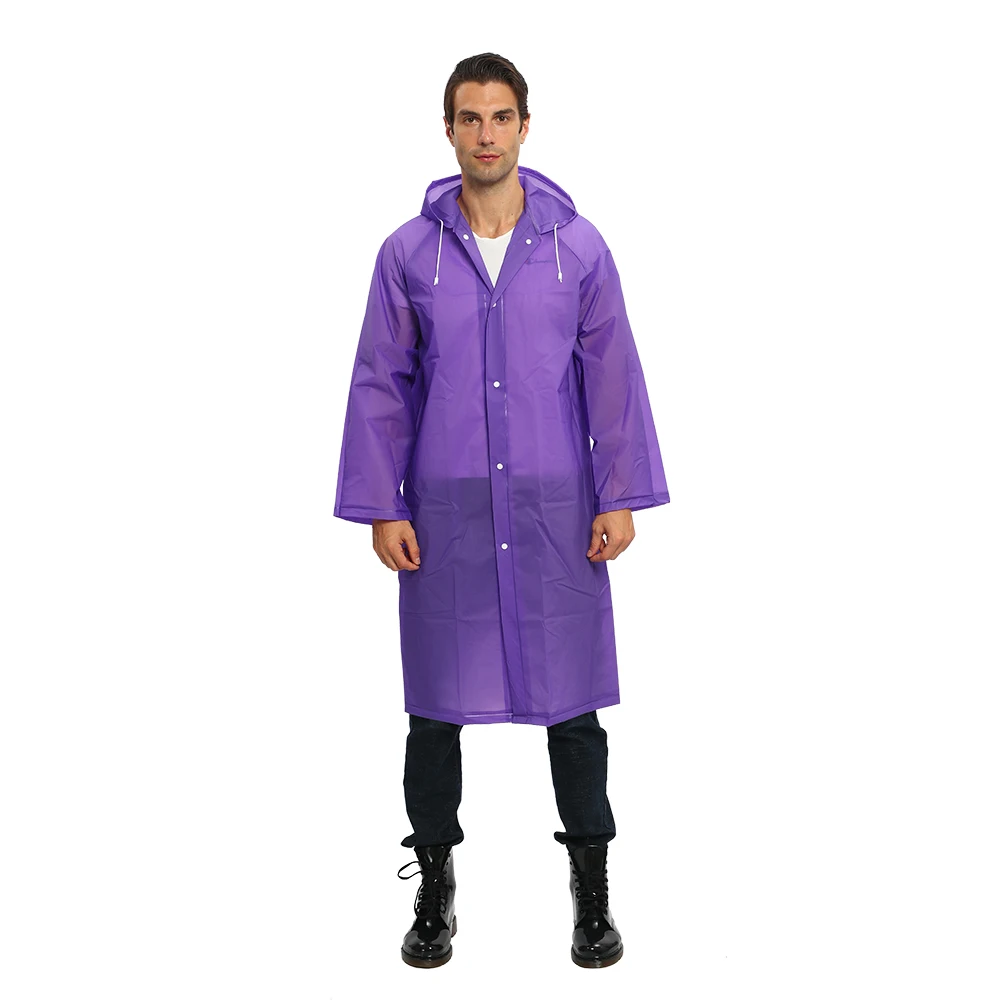 

Wholesale custom colour portable thicken plastic adult fetish rainwear reusable eva 100% waterproof unsex hooded raincoat, Pink,blue,white,yellow,purple