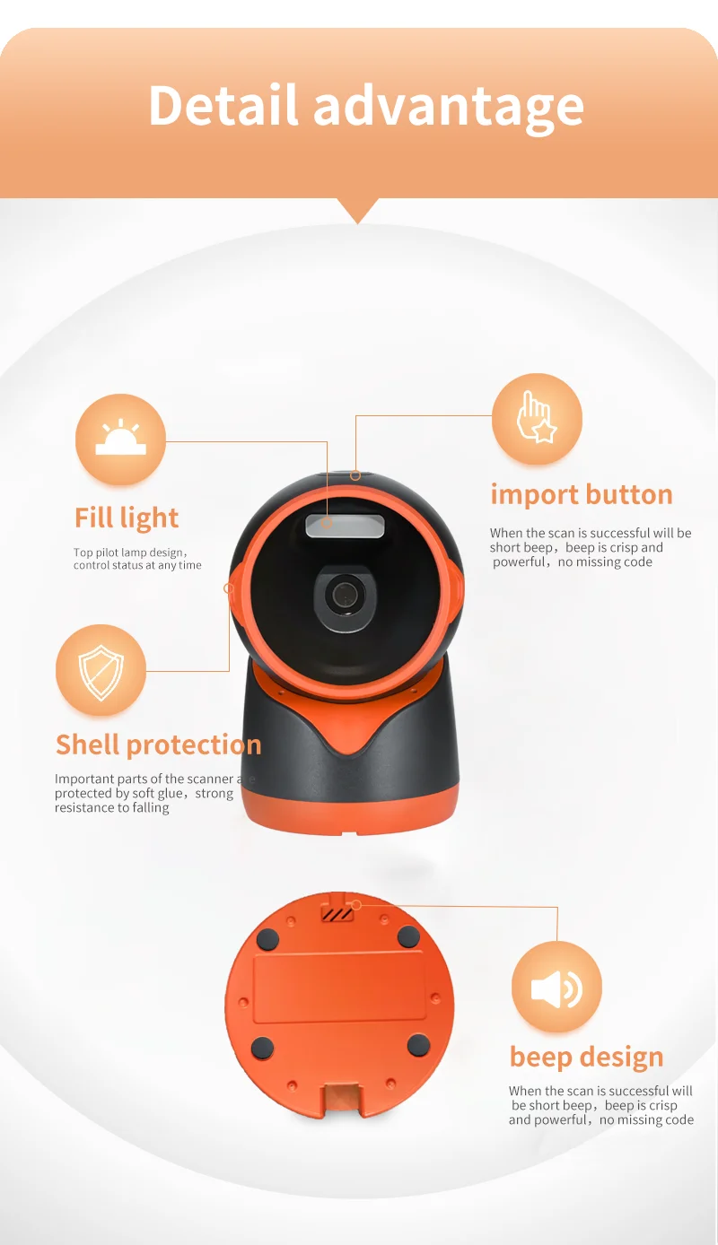 2d Barcode Scanner / Omnidirectional Qr Code Scanner Usb / Logitech