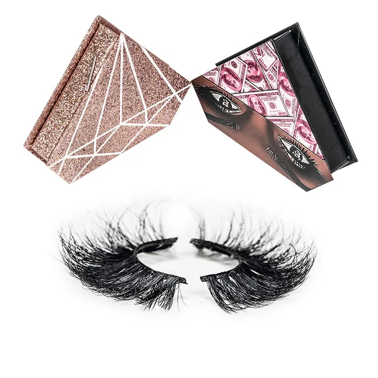 

5D 8d 25mm Mink Eyelash Private Label Eyelash Packaging Box Custom Mink Eyelashes, Black color