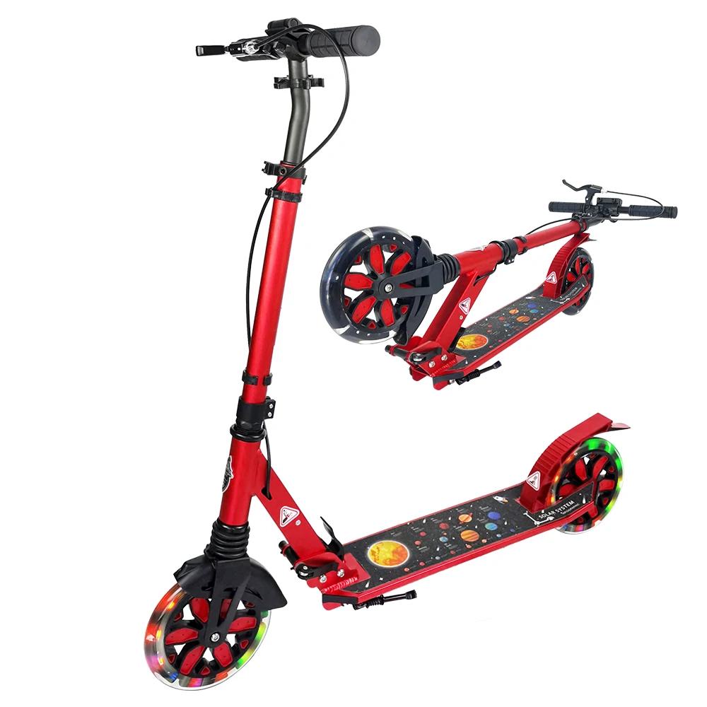 

Hot sale 180mm big wheel folding handle adult kick scooter with handle brake