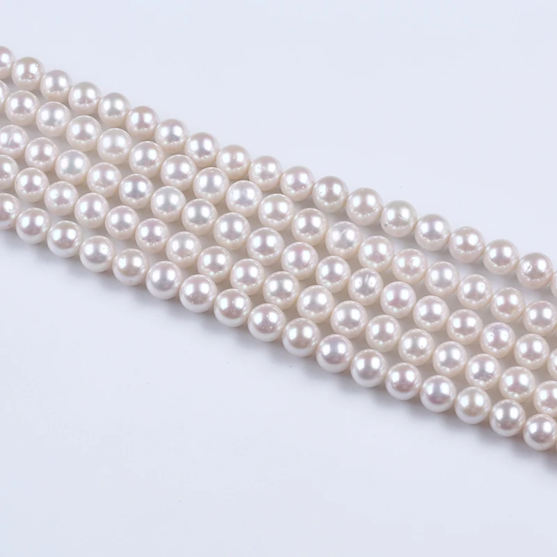 

9-10mm AA+ Chinese Akoya White Natural Near Round Loose Beads Freshwater Pearl Strand, White(customized)