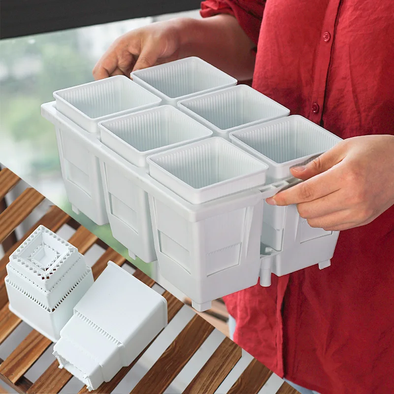 

Square Succulent Pots Plastic Flower Pots Garden Supplies, White/black