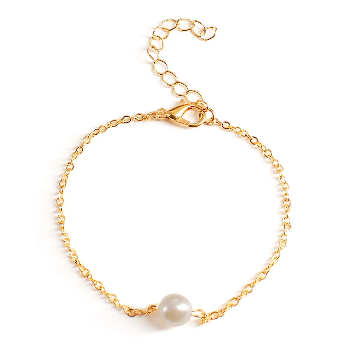 

European and American beach pearl ankle chain female simple fashion creative chain anklet