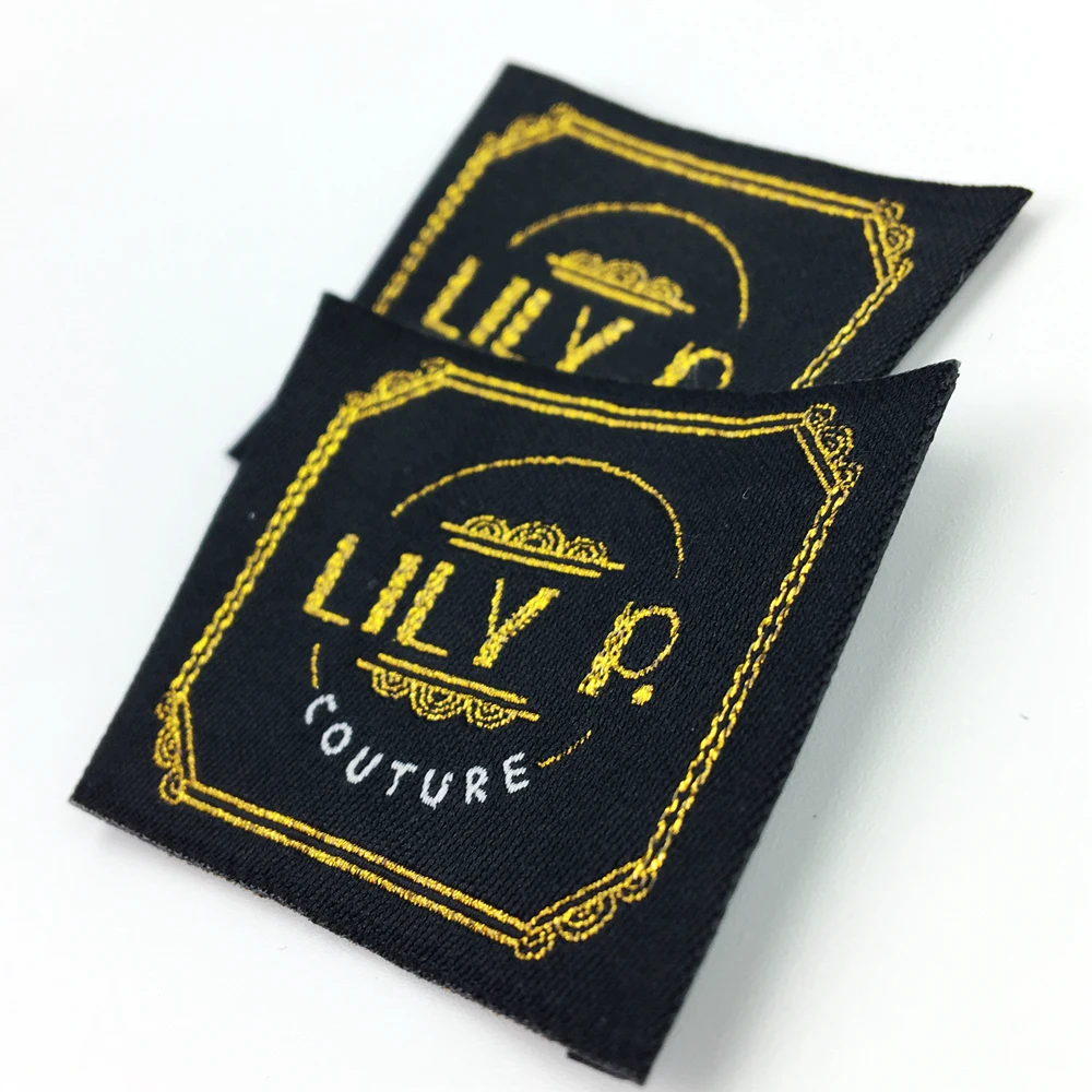 

Fashion Brand Name Labels For Clothing/Gold Woven Label, Custom color