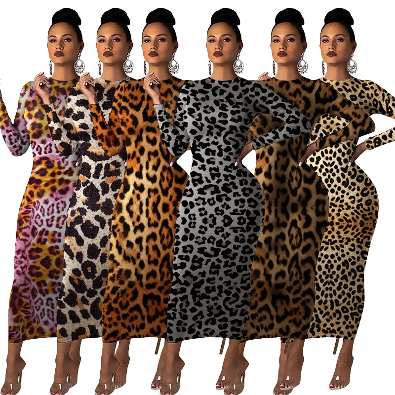

Woman Dresses New Arrivals Fall 2021 Women Clothes Elbise Sexy Bodycon Women Maxi Casual Long Leopard Sun Dresses, Picture