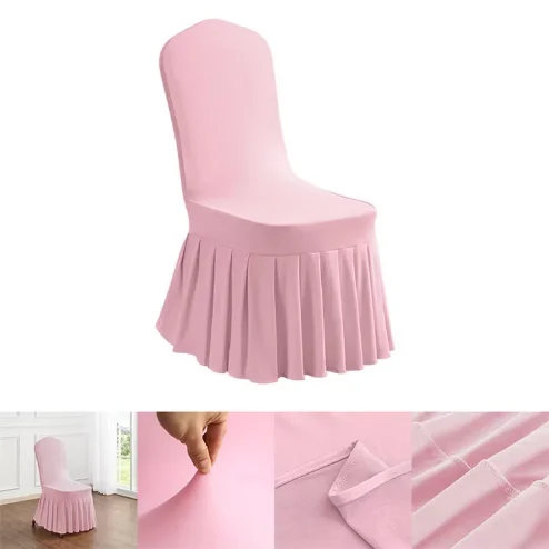 White Polyester Chair Slipcover Elastic Washable Chair Cover for Wedding Hotel Banquet Meeting