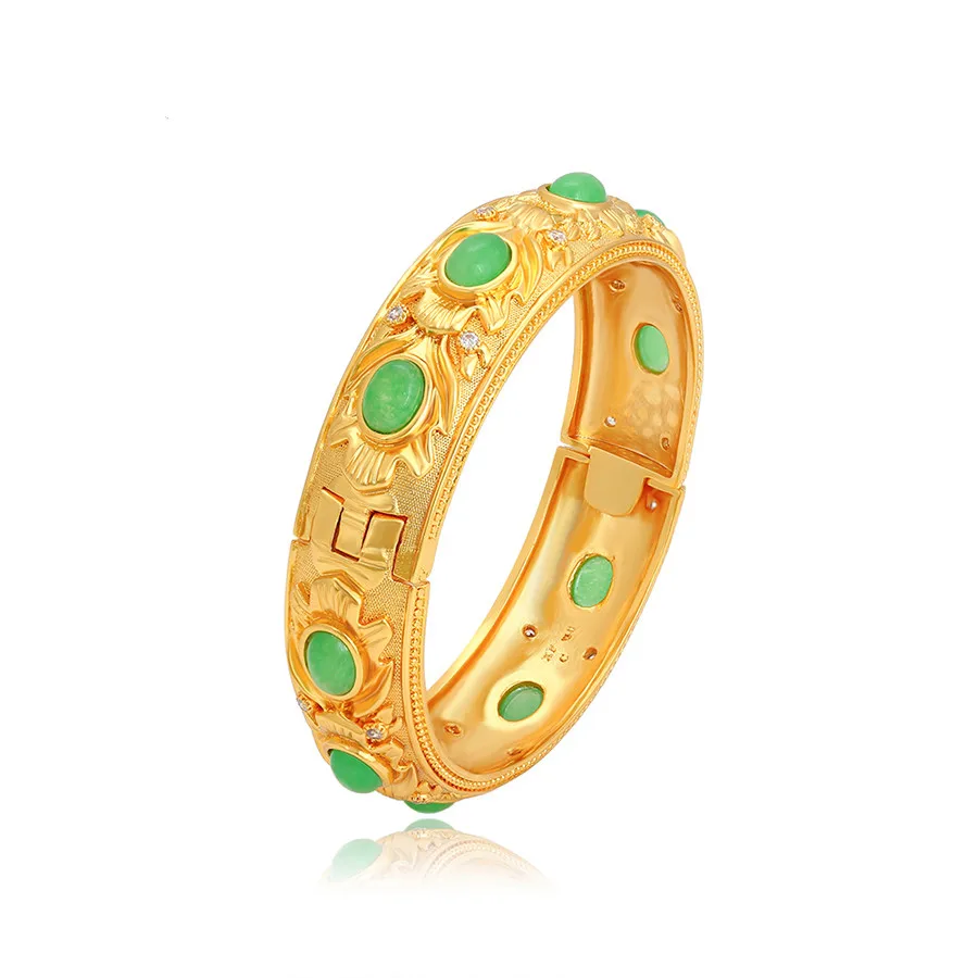 

A00333566 xuping jewelry Luxurious Elegant 24k Gold Plated Emerald Bridal Wedding Bangle (EU restricted sale)