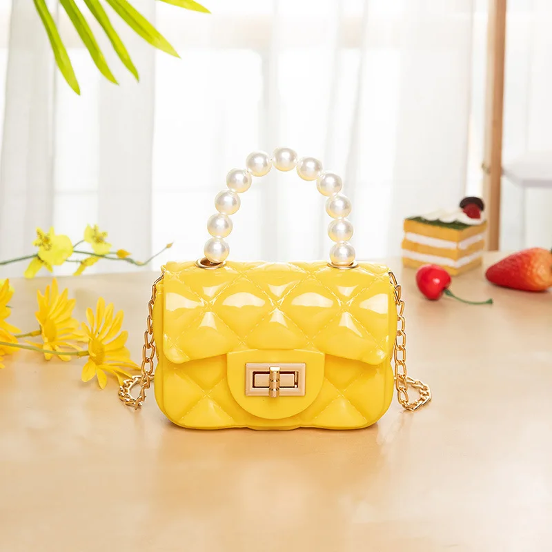 

New Fashion Girl Purses Mini Pvc Jelly Pearl Handle Tote Bag Kids Purse Mini Ladies Hand Bags Handbags For Women Luxury