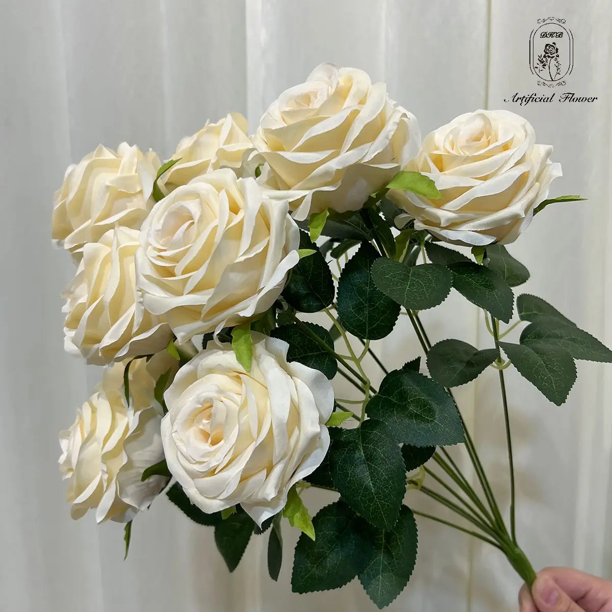 

DKB 9 Head Rose Bunch artificial flowers for customized wedding decoration flowers