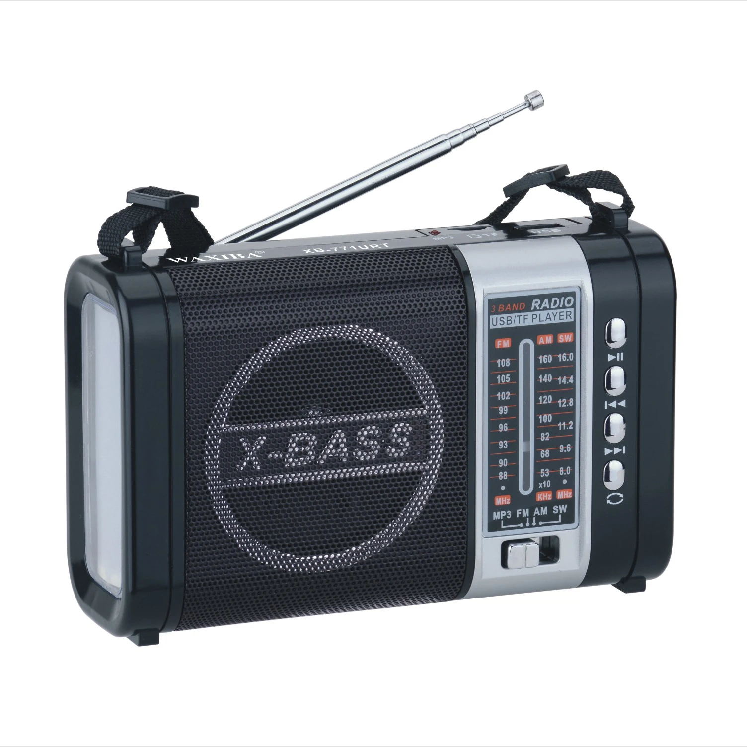 

New Trend XB-771URT USB Player Portable Home Radio LED Flashing light radio Box Bass Band Radio, Black red champagne