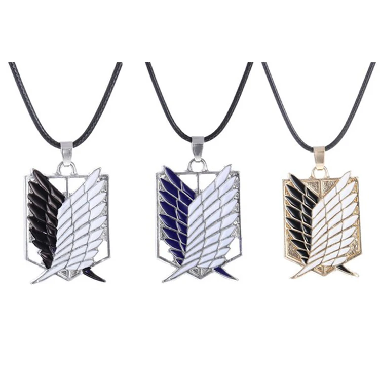 

Classical Wings Of Liberty Attack on Titan Metal Leather Chain Pendant Necklace Investigation Corps Logo Necklace Anime Jewelry