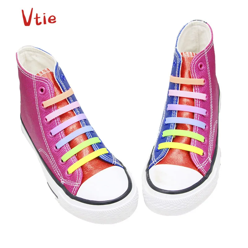 

high-quality silicone elastic shines in the dark lazy no tie shoelaces, 7 colors