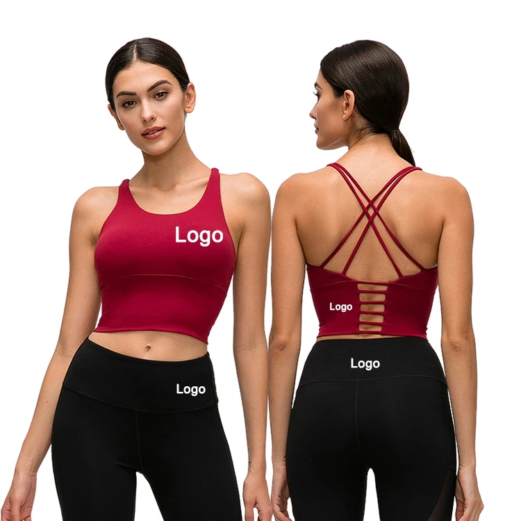 

Hot Sales Spaghetti Strap Cross Back Womens Sports Bra High Impact Sports Bra Gym Fitness Workout Sports Bra For Women