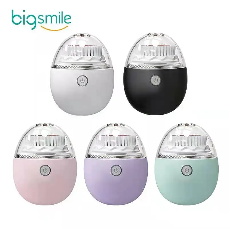 

bigsmilWaterproof Portable Electric Cleanser Rechargeable Sonic Silicone Face Scrub Device Facial Cleansing Brush Pink Black Red, Silver