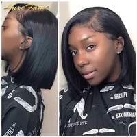 

Free Shipping Brazilian Short Bob Remy Wig Straight Lace Front Human Hair Wigs Natural Color Lace Frontal Wig For Black Women