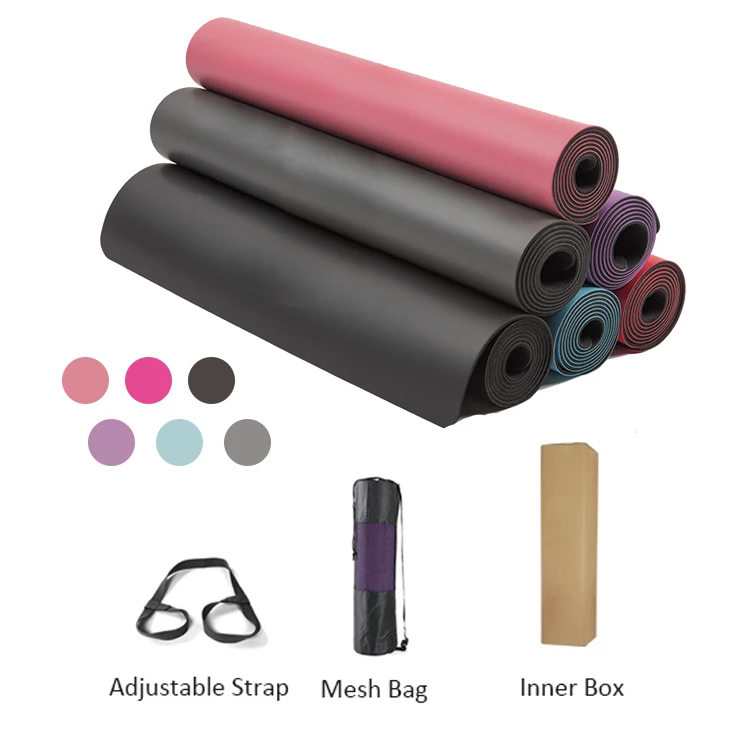 

183cm*68cm Hot Sale High Quality 5 mm Custom Logo Wholesale Eco Friendly Natural Fitness PU Rubber Yoga Mat, Black, or customized